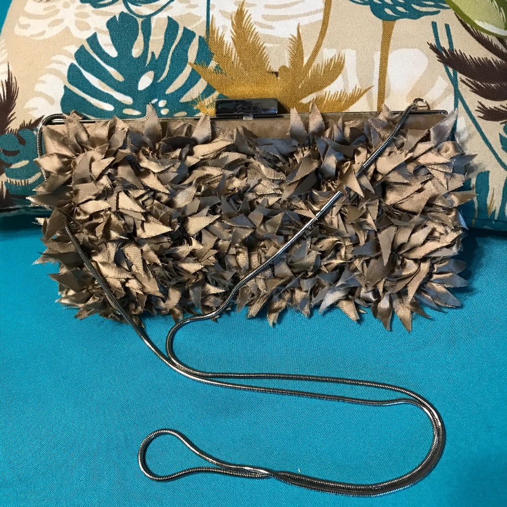 Glint Tan Clutch - with metal strap